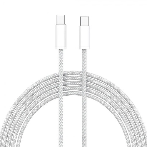 Cable Type-C / Type-C Charge Rapide 3A Nylon Renforce Argent 1M Pour Smartphone Xiaomi / Oppo / Vivo / Realme / Pixel Little Boutik®