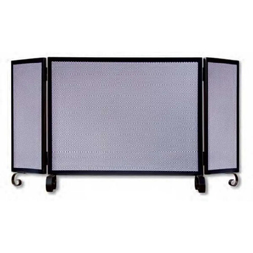 Visiodirect Grille de Protection pour cheminée, Grille Pare-feu modèle Lisse 3corps en Fer forgé coloris Noir - Hauteur 58x Longueur 66,5x Largeur 20cm