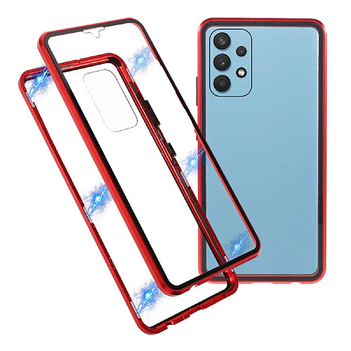 Coque en métal Cadre d'adsorption magnétique de couverture rouge pour votre Samsung Galaxy A32 4G (EU Version)