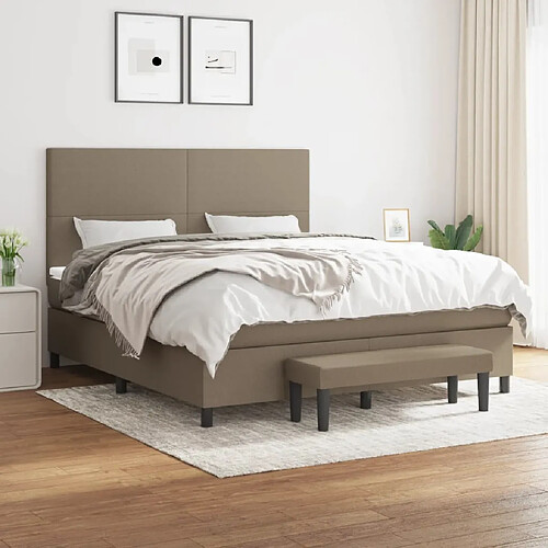 vidaXL Sommier à lattes de lit avec matelas Taupe 180x200 cm Tissu