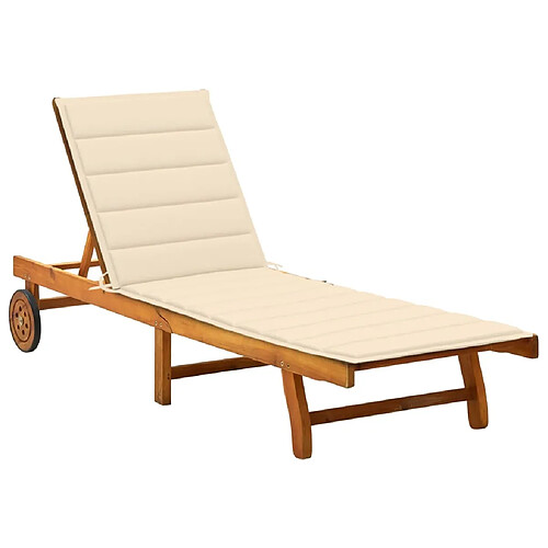 vidaXL Chaise longue de jardin avec coussin Bois d'acacia solide