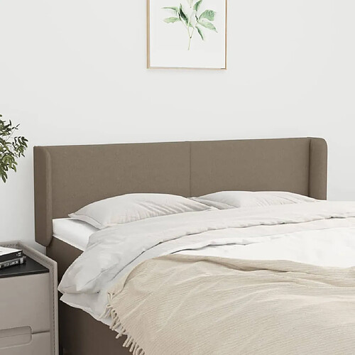 vidaXL Tête de lit avec oreilles Taupe 147x16x78/88 cm Tissu