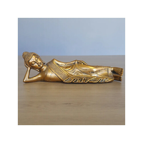 Statuette décorative Bouddha couché - L 20 x l 13 x H 5 cm - Doré