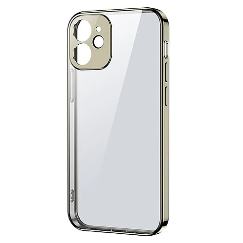 joyroom new beauty series etui cadre metallique transparent ultra fin pour iphone 12 pro gold (jr-bp743)