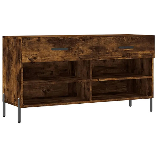 Maison Chic Banc à chaussures | Meuble de rangement à chaussures Meuble d'Entrée chêne fumé 102x35x55 cm bois d'ingénierie -MN98737