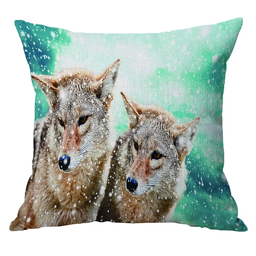 Velvet Animal Imprimé Coussin Housse Coussin Sham Taie D'oreiller 45cm Loup