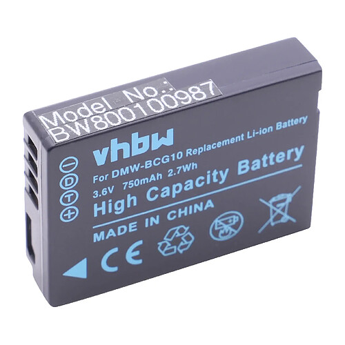 vhbw Batterie remplacement pour Panasonic DMW-BCG10, DMW-BCG10E pour appareil photo APRN (750mAh, 3,6V, Li-ion)