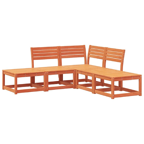 Maison Chic Salon de jardin 5 pcs | Ensemble de Table et chaises | Mobilier d'Extérieur cire marron bois de pin massif -GKD57881