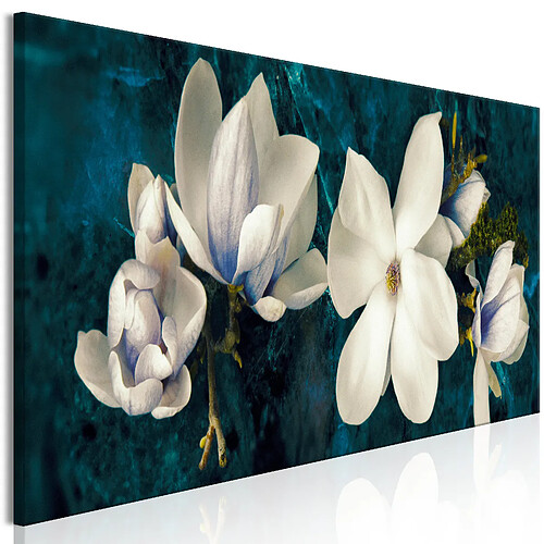 Artgeist Tableau - Avant-Garde Magnolia (1 Part) Narrow Turquoise [90x30]