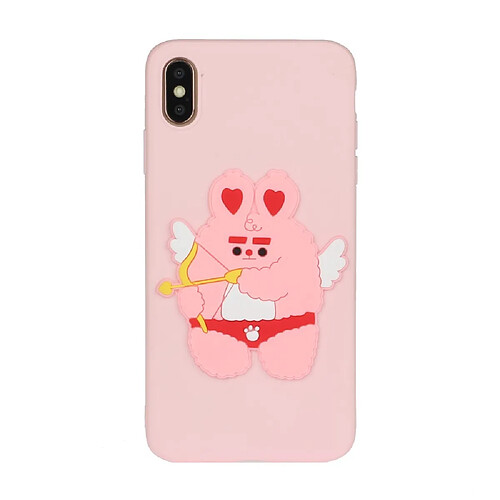 Coque en TPU + PU poupée animale enduite Cupidon pour votre Apple iPhone XS/X 5.8 pouces