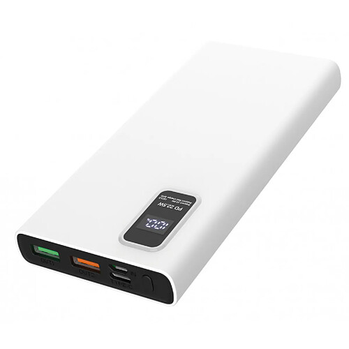 Platinet Batterie de Secours 10000mAh PD Affichage LED et Technologie Quick Charge Blanc