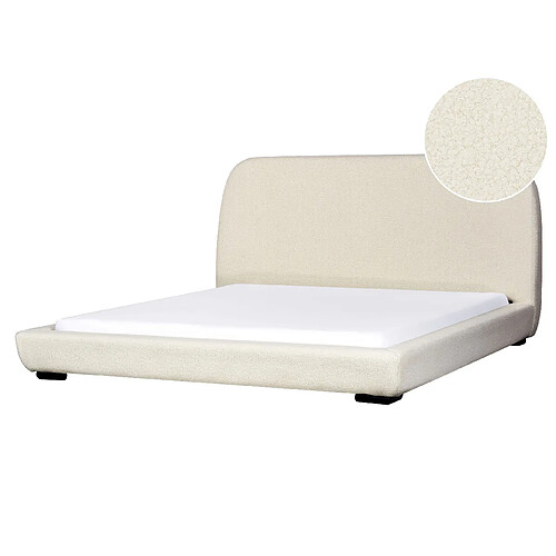 Beliani Lit avec sommier 180 x 200 cm en bouclé beige ROISEL