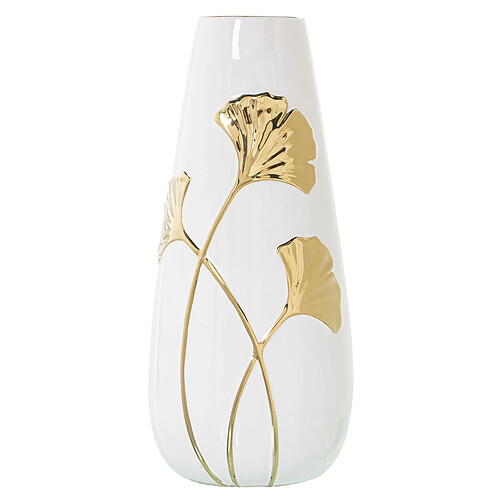 Vase Alexandra House Living Blanc Doré Céramique Fleurs 16 x 17 x 33 cm