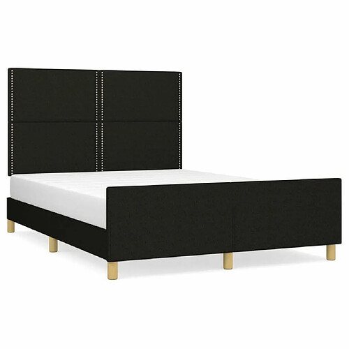 Maison Chic Cadre/structure de lit avec tête de lit pour adulte - Lit Moderne Chambre Noir 140x190 cm Tissu -MN25074