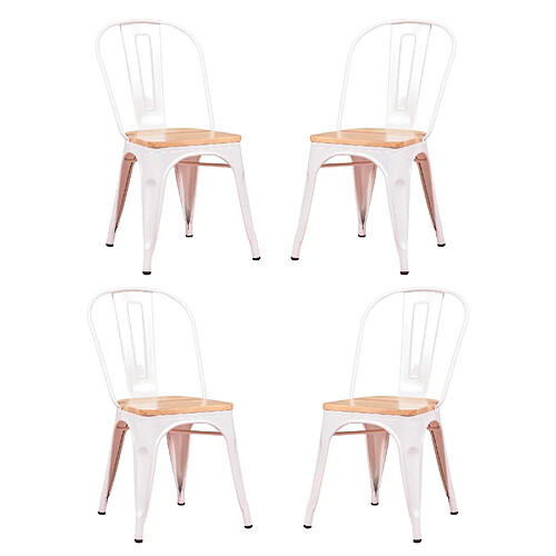 Nest Dream Pack de 4 chaises en métal avec assises en bois - Bistro