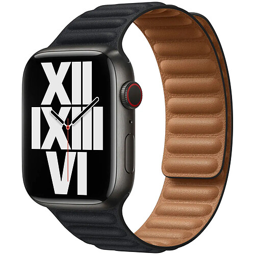 Leather Link pour l'Apple Watch Series 1-10 / SE / Ultra (2) - 42/44/45/46/49 mm - Taille M/L - Midnight