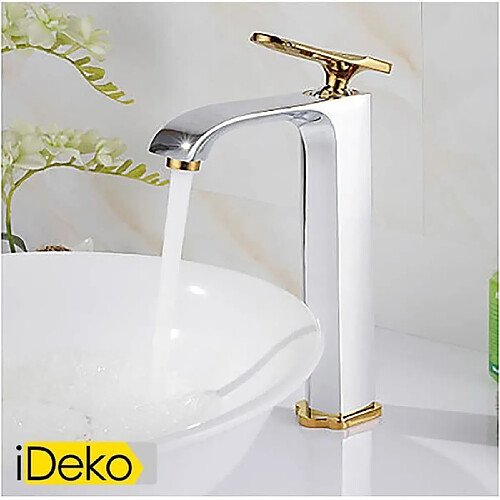 iDeko® Robinet Mitigeur lavabo laiton chromé de peinture antique un trou poignée simple robinet d'évier de salle de bains