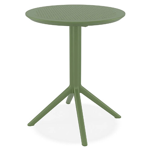 Alterego Table pliable ronde 'GIMLI' en matière plastique verte - intérieur / extérieur - Ø 60 cm