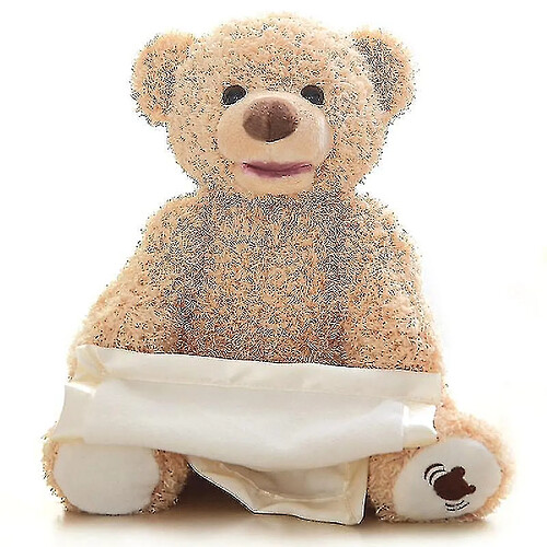 Universal Mignon peek a boo bear cache jeu jeu chercher un animal en peluche parlant un ours timide électrique parler peekaboo