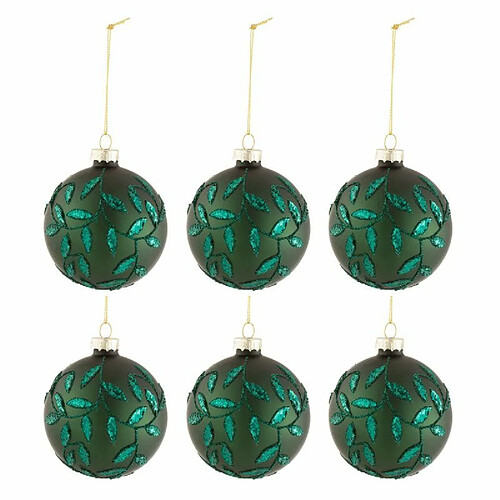 Paris Prix Lot de 6 Boules de Noël Feuilles 8cm Vert Mat