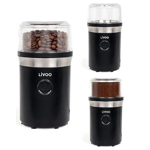 Livoo Moulin à Café 70 g 210W Noir avec Lame de broyage acier inoxydable 8 12 tasses