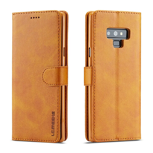 Wewoo Housse Coque Pour Galaxy Note 9 LC.IMEEKE Étui en cuir à rabat horizontal avec texture de veauavec support et fentes cartes et portefeuille jaune