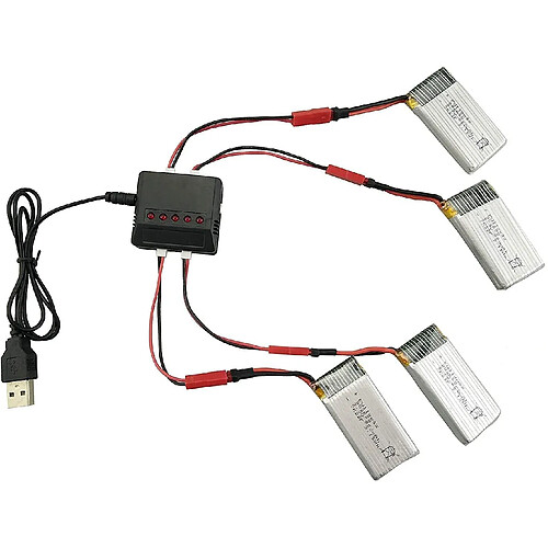 4 pcs Batterie de Remplacement + Chargeur Li-Po 3.7V 850mAh pour Drone Quadricoptère RC Syma X56 X56W X54HW X54HC Pliable