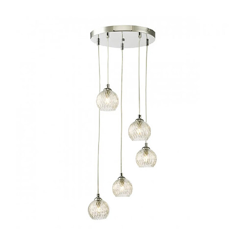 Luminaire Center Suspension Federico Chrome poli,verre 5 ampoules 150cm