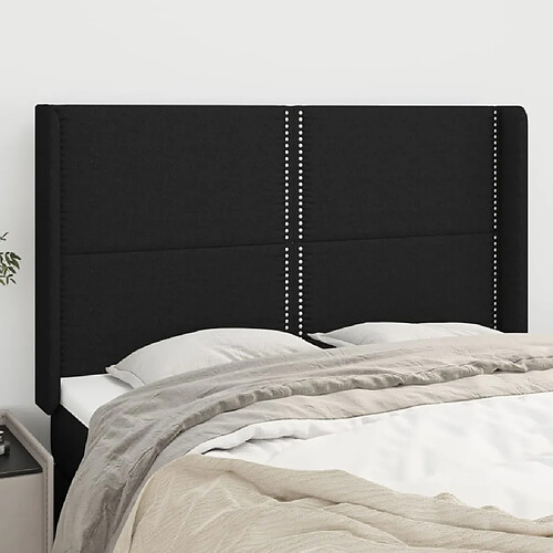 vidaXL Tête de lit avec oreilles Noir 147x16x118/128 cm Tissu