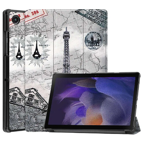 Htdmobiles Housse etui pochette simili cuir avec coque intérieure rigide pour Samsung Galaxy Tab A8 SM-X200 / SM-X205 (10,5 pouces) - TOUR EIFFEL