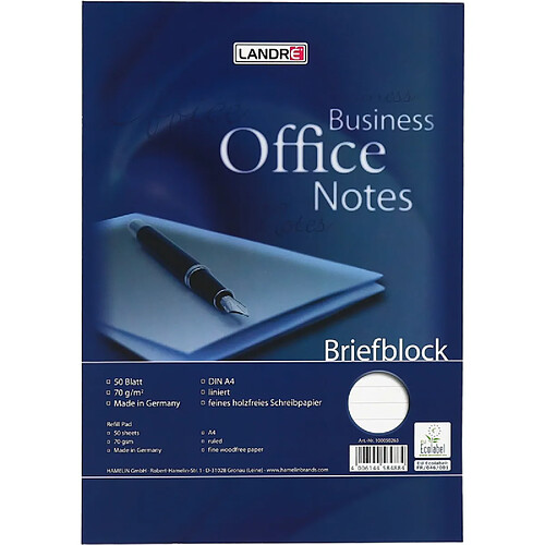 LANDRÉ Bloc de correspondance 'Business Office notes' A4, ()