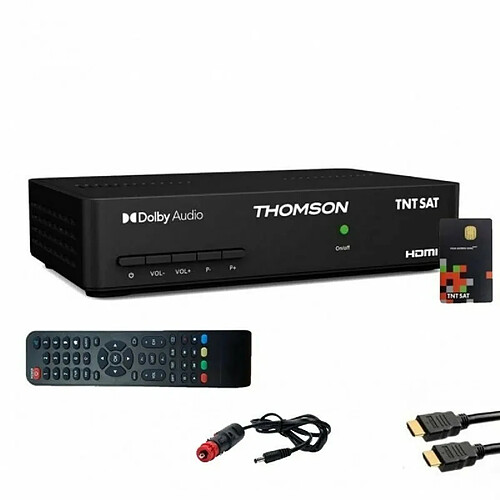 Pack Récepteur TV Satellite Full HD THOMSON THS806 + Carte d'accès TNTSAT + Câble HDMI + Câble 12V - Noir