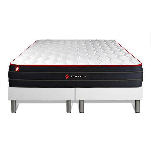 Somness Ensemble double sommier + matelas BOOST ressorts ensachés et mémoire de forme 180x200