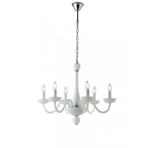 Fan Europe Chandelier sans abats jours Alfiere 6 ampoules Verre blanc