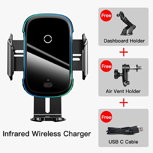 Universal Chargeur de voiture sans fil noir pour 11 chargeur sans fil électrique léger 2 en 1 15W téléphone de voiture Hewei Samsung Xiaomi | Chargeur sans fil