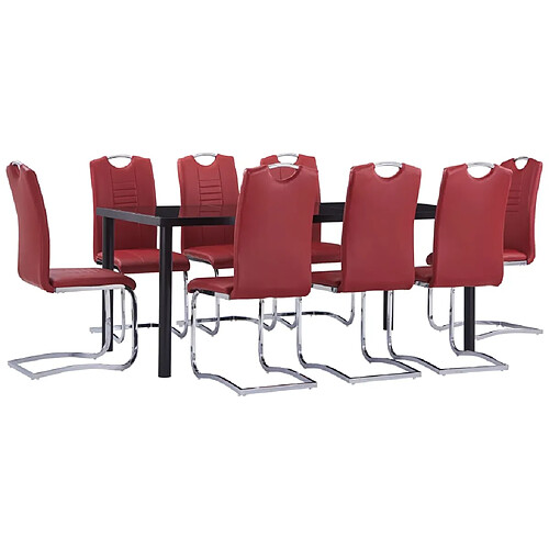 vidaXL Ensemble de salle à manger 9 pcs Similicuir Rouge