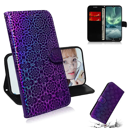 Wewoo Housse Coque Pour Nokia 7.2 Solid Color Colorful Magnetic Buckle Horizontal Flip Case en cuir avec titulaire et fentes cartes et portefeuille et lanière Violet