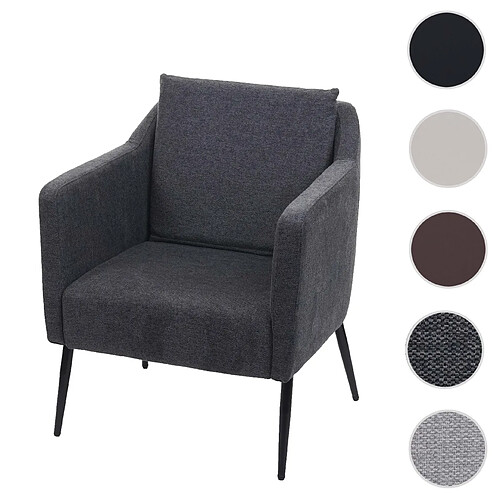 Mendler Fauteuil de salon HWC-H93a, Fauteuil Fauteuil cocktail Fauteuil relax ~ Tissu/Textile gris foncé