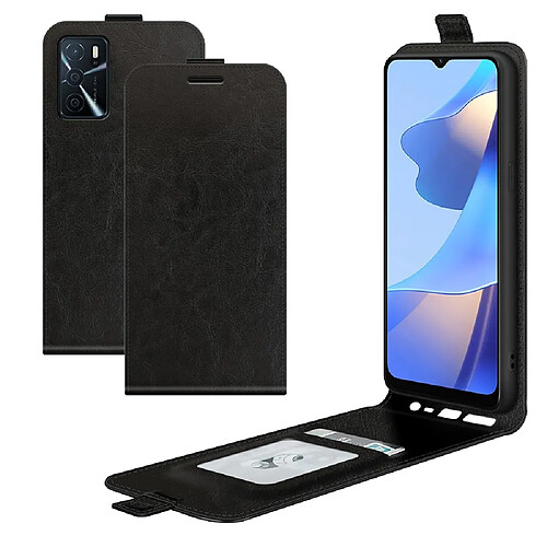 Coque en TPU + PU texture crazy horse magnétique avec porte-cartes noir pour votre Oppo A16