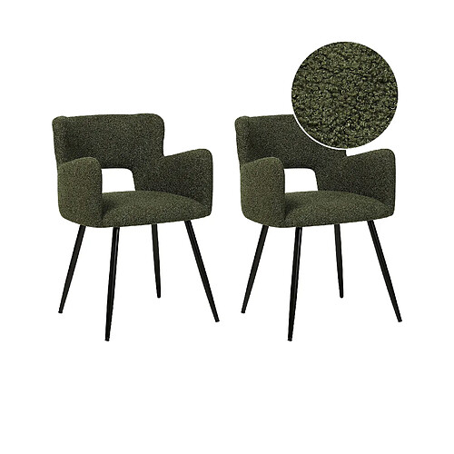 Beliani Chaise de salle à manger SANILAC Set de 2 Bouclé Vert foncé