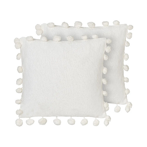 Beliani Lot de 2 coussins JASMINE 45 x 45 cm Unicolore Blanc