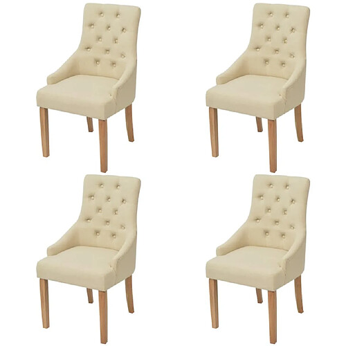 Maison Chic Lot de 4 Chaises à manger,Chaise pour cuisine crème tissu -MN97688