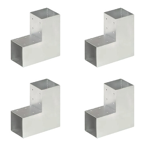 vidaXL Connecteurs de poteau 4 pcs Forme en L Métal galvanisé 91x91 mm