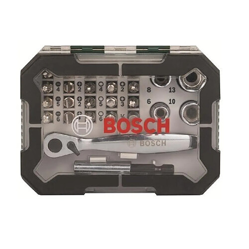 BOSCH Set de vissage couleur 26 pieces avec clé a cliquet