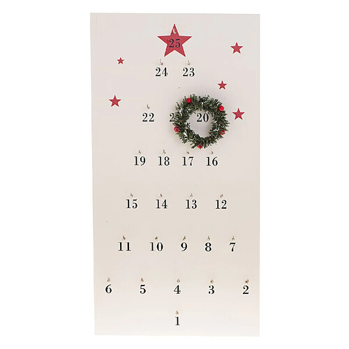 Feeric Lights And Christmas Calendrier de l'Avent Pancarte - H. 51 cm - Blanc