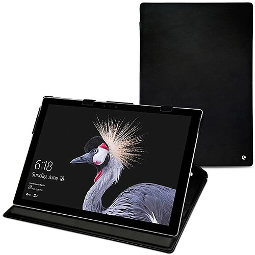 Housse cuir Microsoft Surface Pro 6 - Rabat vertical - Negre poudro ( Pantone #111212 ) - NOREVE