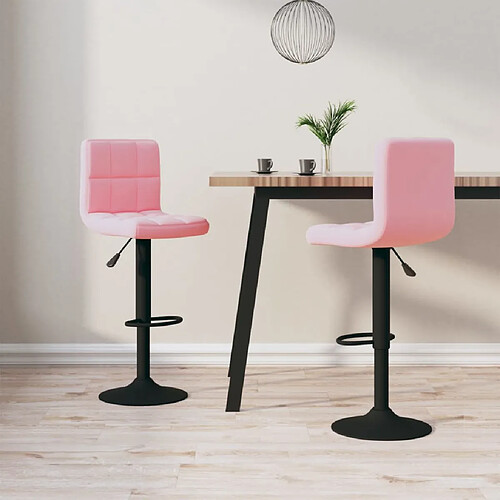 vidaXL Tabourets de bar lot de 2 rose velours