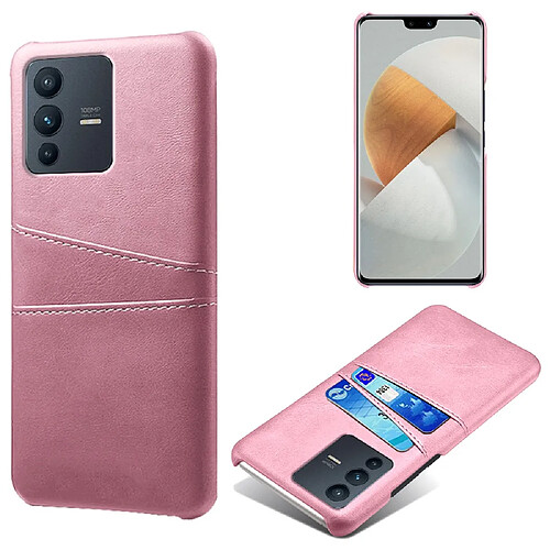 Coque en TPU + PU avec porte-cartes, or rose pour votre Vivo S12 Pro