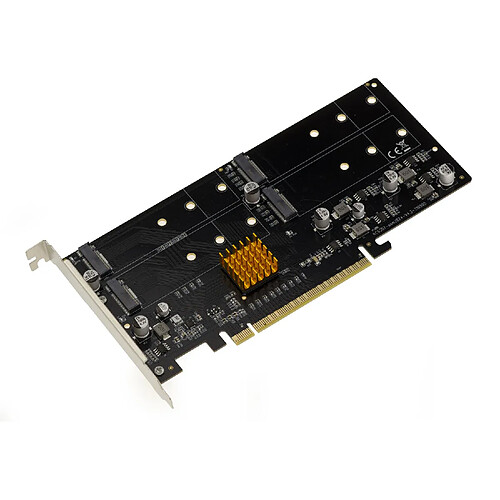 Kalea-Informatique Carte contrôleur PCIe 3.0 16x pour 4 SSD M.2 NVMe M Key (M2 NGFF). CHIPSET ASM2824.