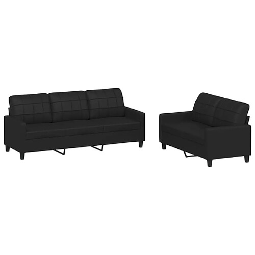 Maison Chic Ensemble de canapés 2 pcs avec coussins, Canapé droit Sofa pour Salon Noir Similicuir -GKD868191